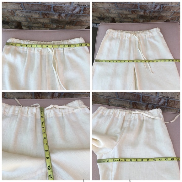 Central Falls Made USA Linen Light Ivory Set Of Buttoned Jacket & Capri Pants M - Picture 14 of 15